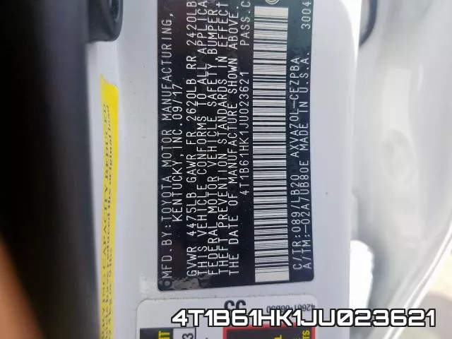 4T1B61HK1JU023621 фото 2