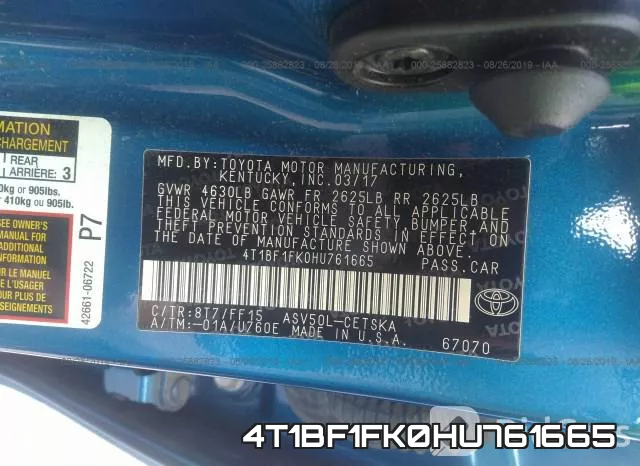 4T1BF1FK0HU761665 фото 10