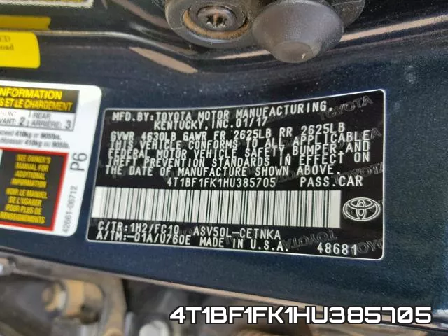 4T1BF1FK1HU385705 фото 2