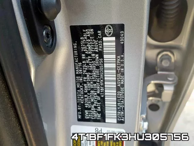 4T1BF1FK3HU305756 фото 2