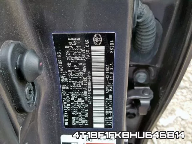 4T1BF1FK8HU646814 фото 2