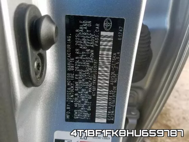 4T1BF1FK8HU659787 фото 2
