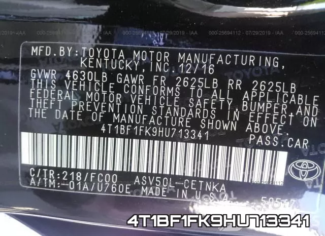 4T1BF1FK9HU713341 фото 10
