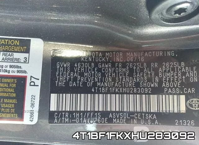 4T1BF1FKXHU283092 фото 10