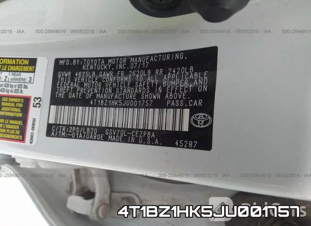 4T1BZ1HK5JU001757 фото 10