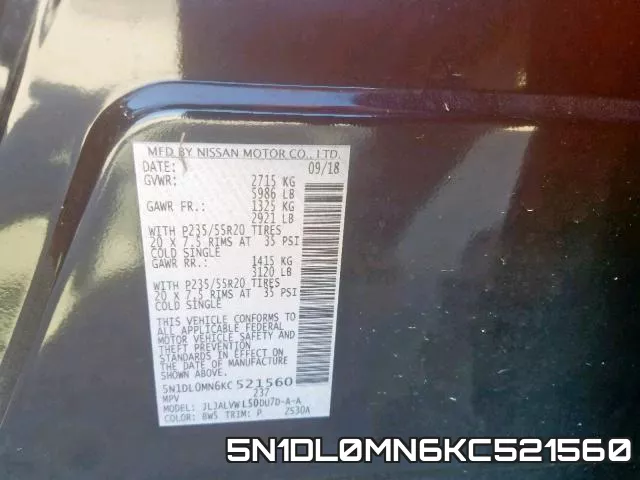 5N1DL0MN6KC521560 фото 2