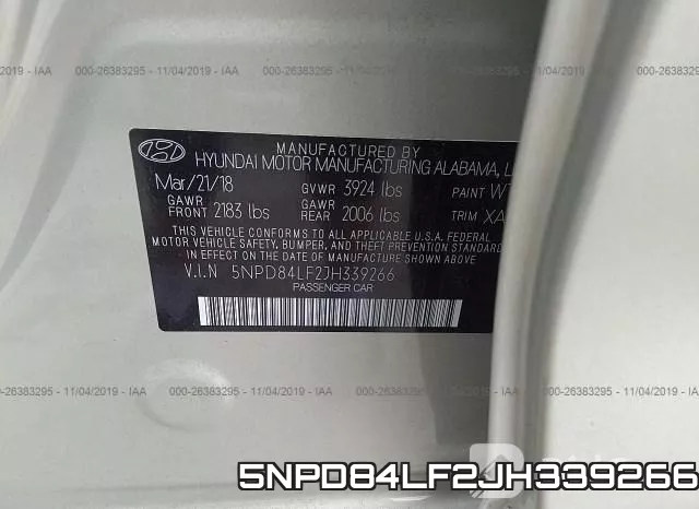 5NPD84LF2JH339266 фото 10
