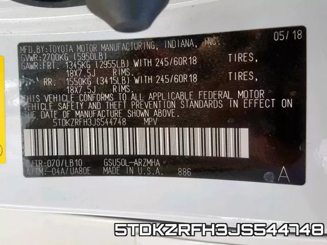 5TDKZRFH3JS544748 фото 2