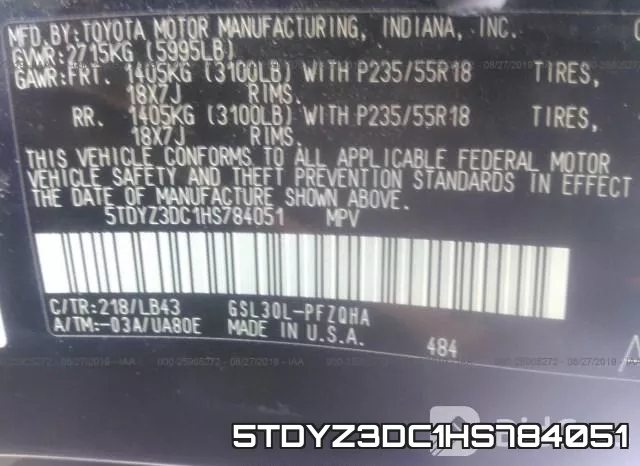 5TDYZ3DC1HS784051 фото 10