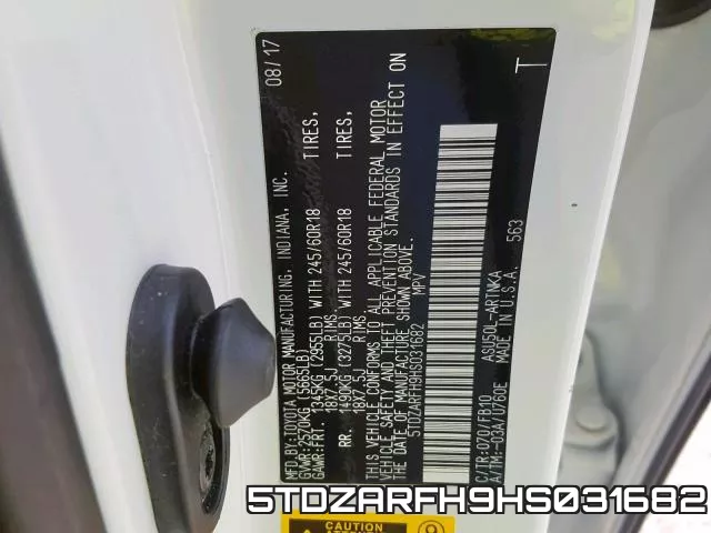5TDZARFH9HS031682 фото 2