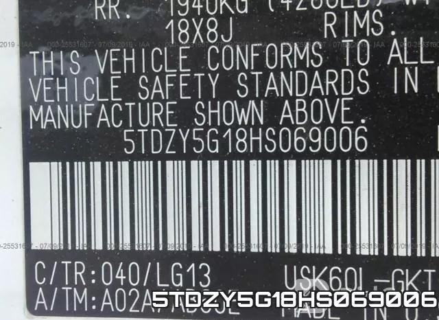 5TDZY5G18HS069006 фото 10