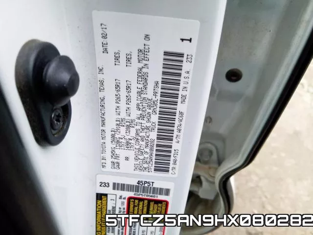 5TFCZ5AN9HX080282 фото 2