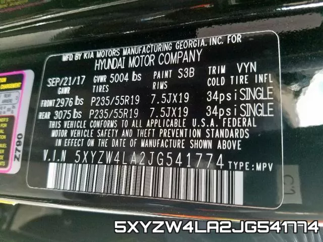 5XYZW4LA2JG541774 фото 2