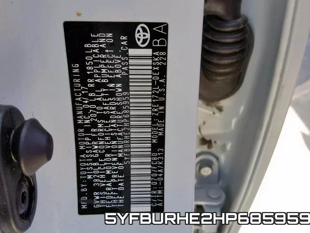 5YFBURHE2HP685959 фото 2