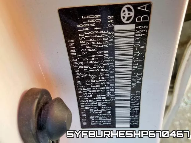 5YFBURHE5HP670467 фото 2