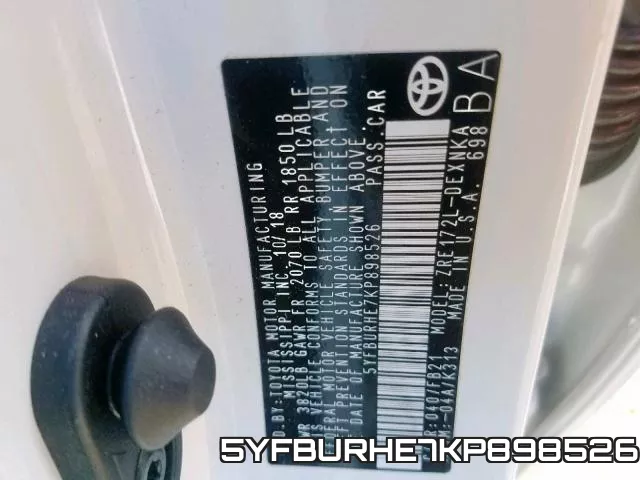 5YFBURHE7KP898526 фото 2