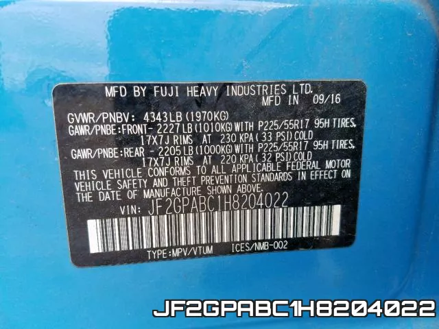 JF2GPABC1H8204022 фото 2