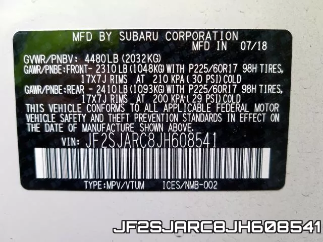 JF2SJARC8JH608541 фото 2
