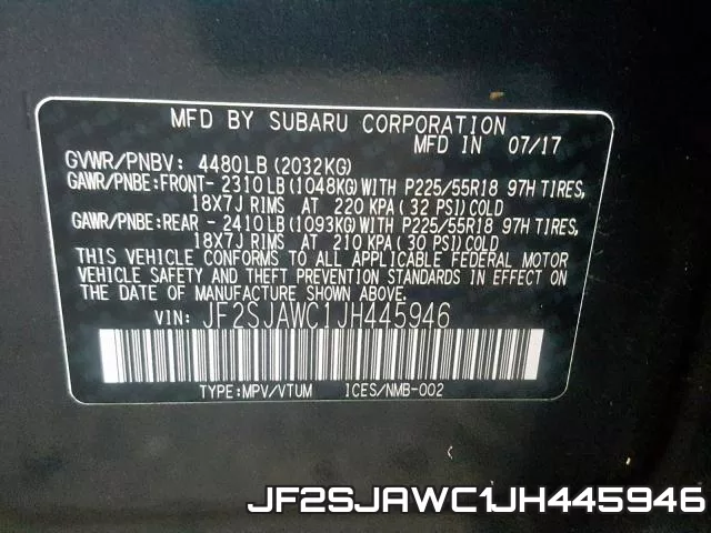 JF2SJAWC1JH445946 фото 2