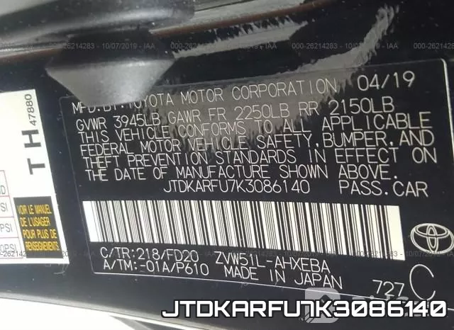 JTDKARFU7K3086140 фото 9