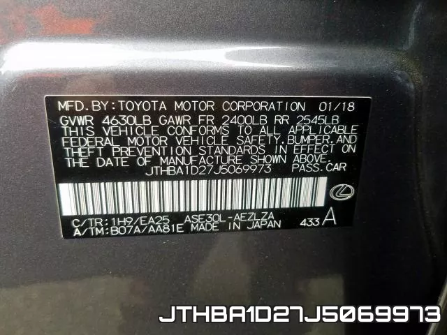 JTHBA1D27J5069973 фото 2