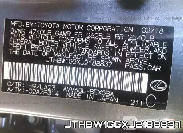 JTHBW1GGXJ2188837 фото 10
