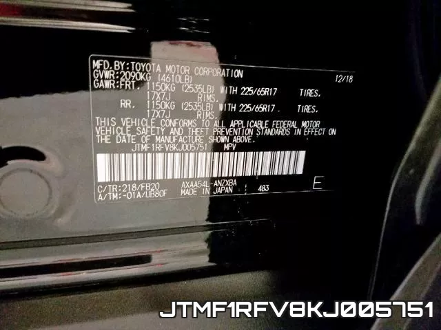 JTMF1RFV8KJ005751 фото 2