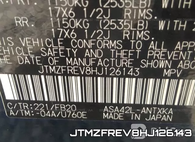 JTMZFREV8HJ126143 фото 10
