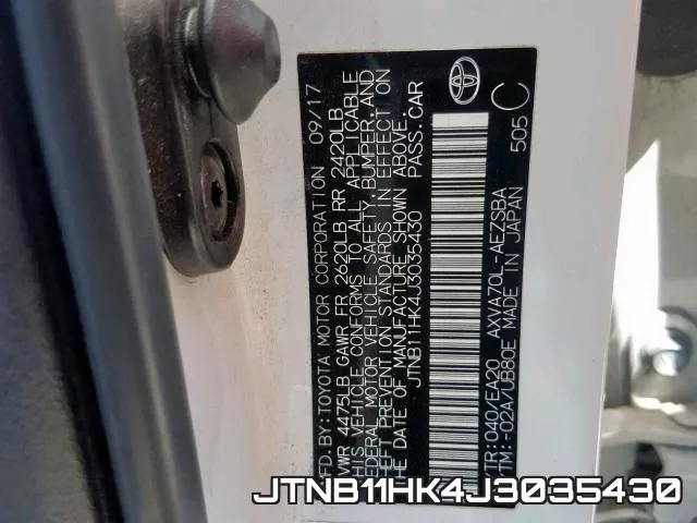JTNB11HK4J3035430 фото 2