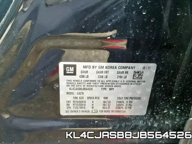 KL4CJASB8JB564526 фото 2