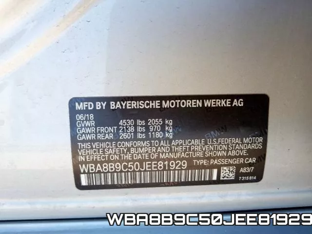 WBA8B9C50JEE81929 фото 2