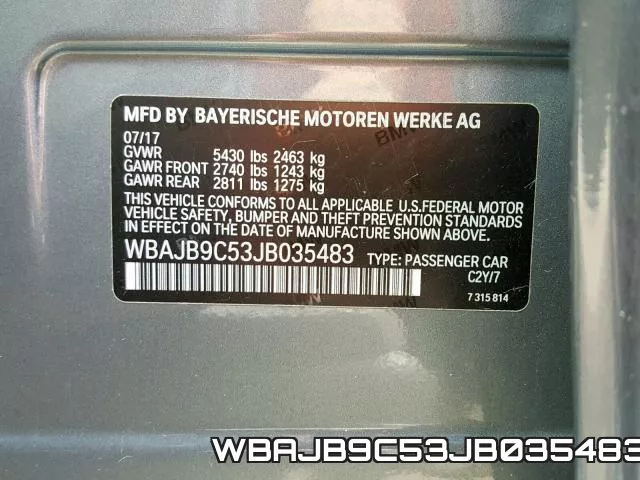 WBAJB9C53JB035483 фото 2
