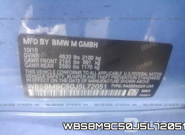 WBS8M9C50J5L72051 фото 10