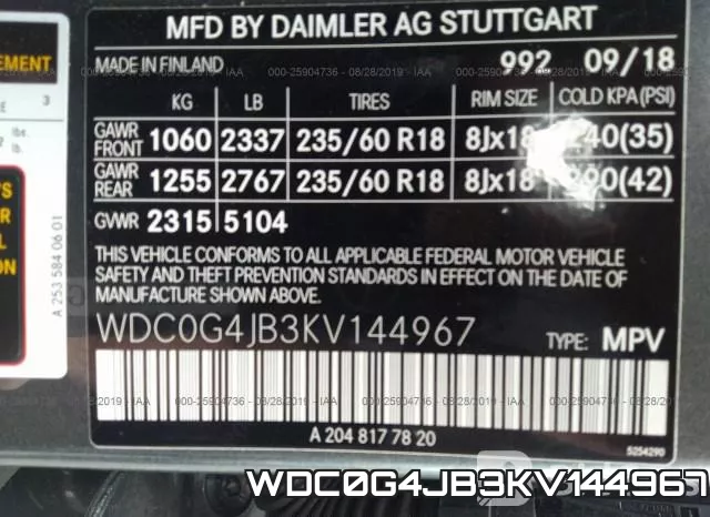 WDC0G4JB3KV144967 фото 10