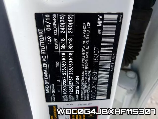 WDC0G4JBXHF115307 фото 2