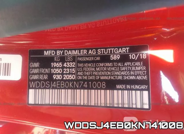 WDDSJ4EB0KN741008 фото 10