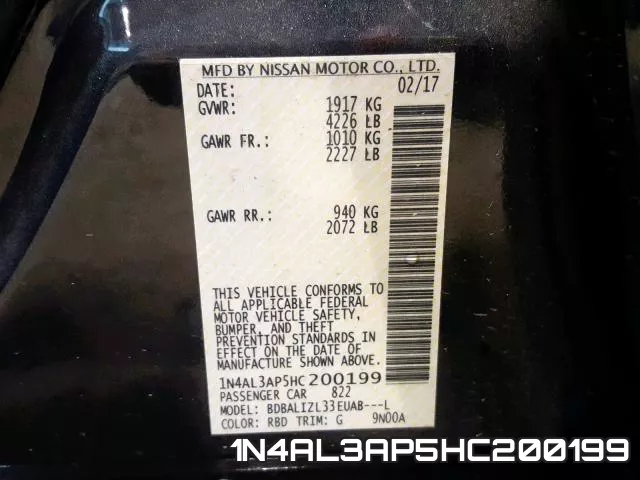 1N4AL3AP5HC200199 фото 2