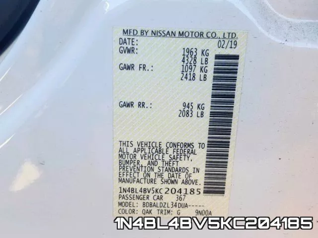 1N4BL4BV5KC204185 фото 2