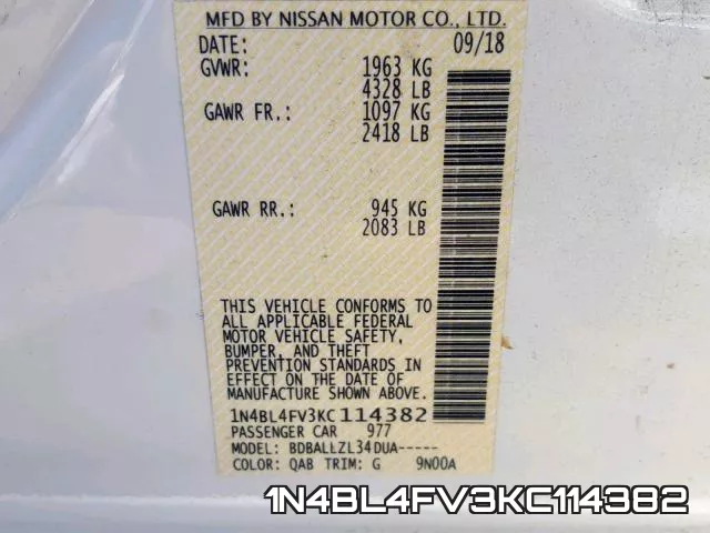 1N4BL4FV3KC114382 фото 2