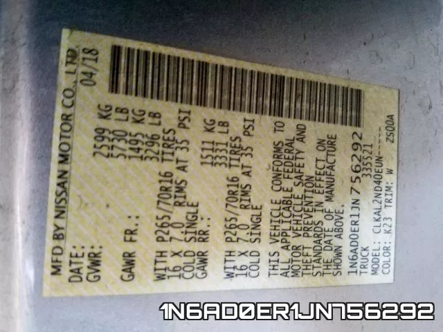 1N6AD0ER1JN756292 фото 2