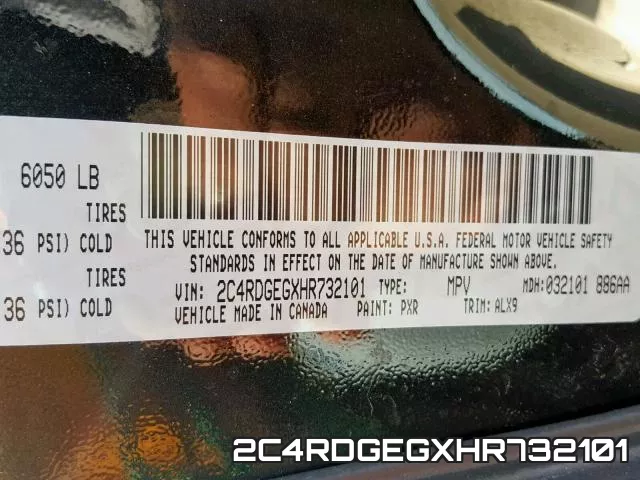 2C4RDGEGXHR732101 фото 2
