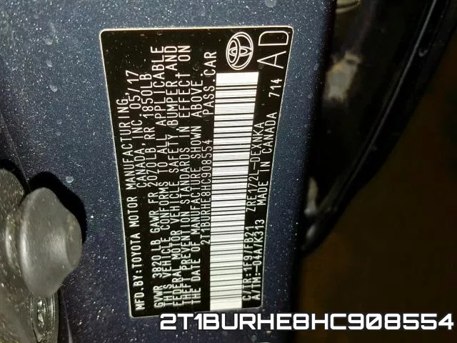 2T1BURHE8HC908554 фото 2