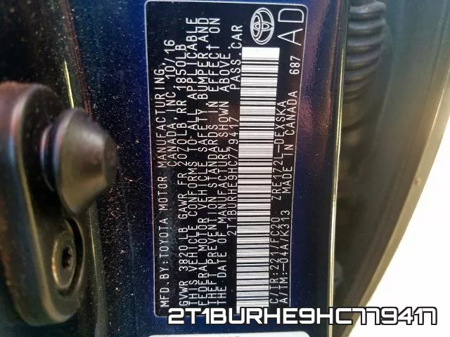 2T1BURHE9HC779417 фото 2