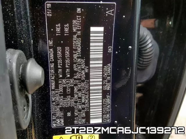2T2BZMCA6JC139272 фото 2