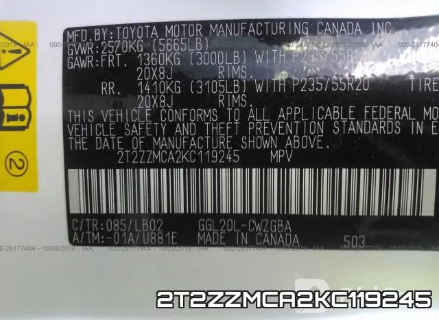 2T2ZZMCA2KC119245 фото 10
