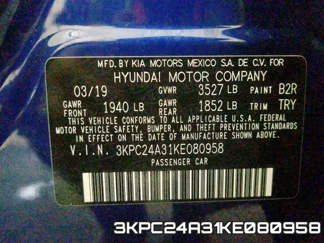 3KPC24A31KE080958 фото 2