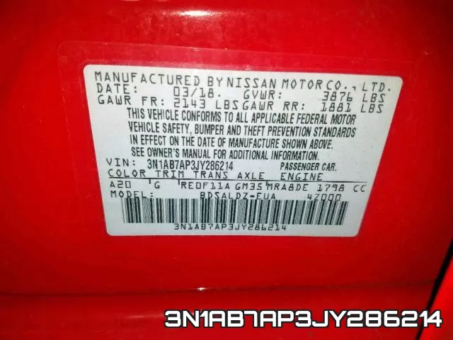 3N1AB7AP3JY286214 фото 2