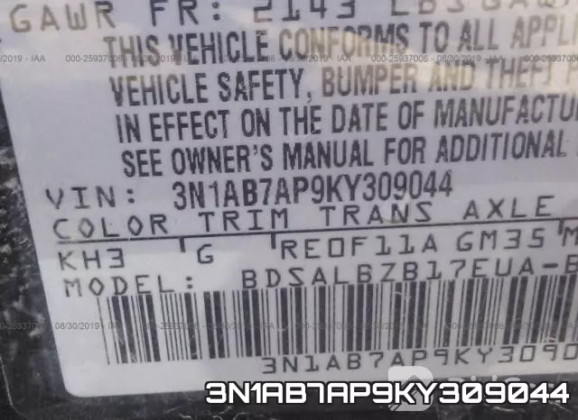 3N1AB7AP9KY309044 фото 10