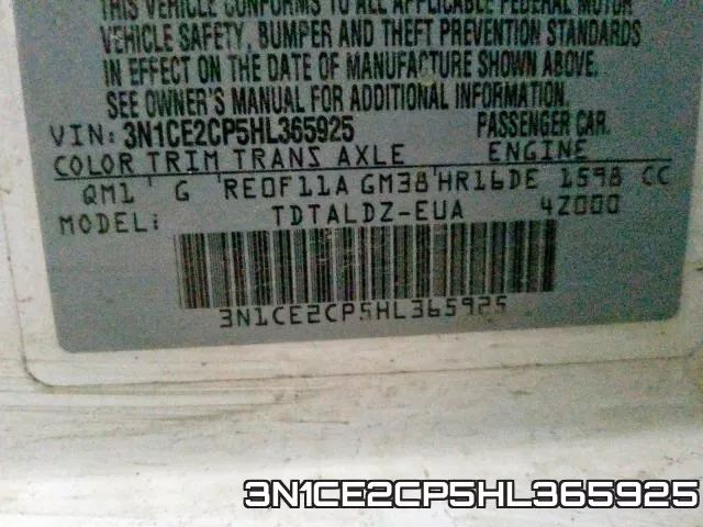 3N1CE2CP5HL365925 фото 2