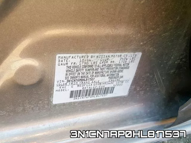 3N1CN7AP0HL817537 фото 2